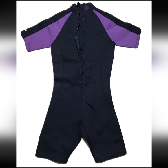 Lemorecn Shorty Neoprene Wetsuit 2mm Youth 14 Purple Black - Picture 2 of 7
